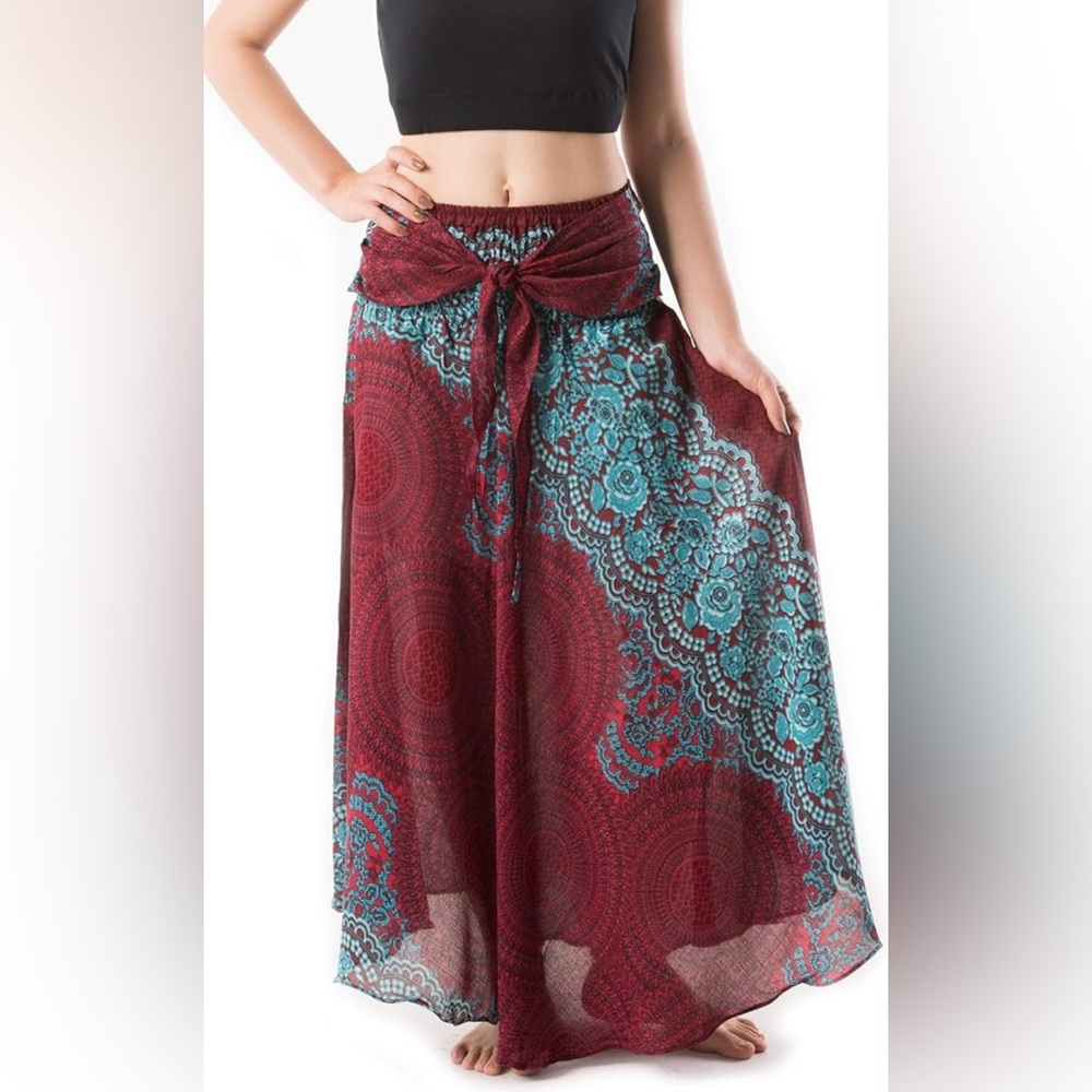 Banjanan Burgundy and Teal Skirt